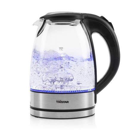 Tristar | Glass Kettle with LED | WK-3377 | Electric | 2200 W | 1.7 L | Glass | 360° rotational base | Black/Stainless Steel - 2
